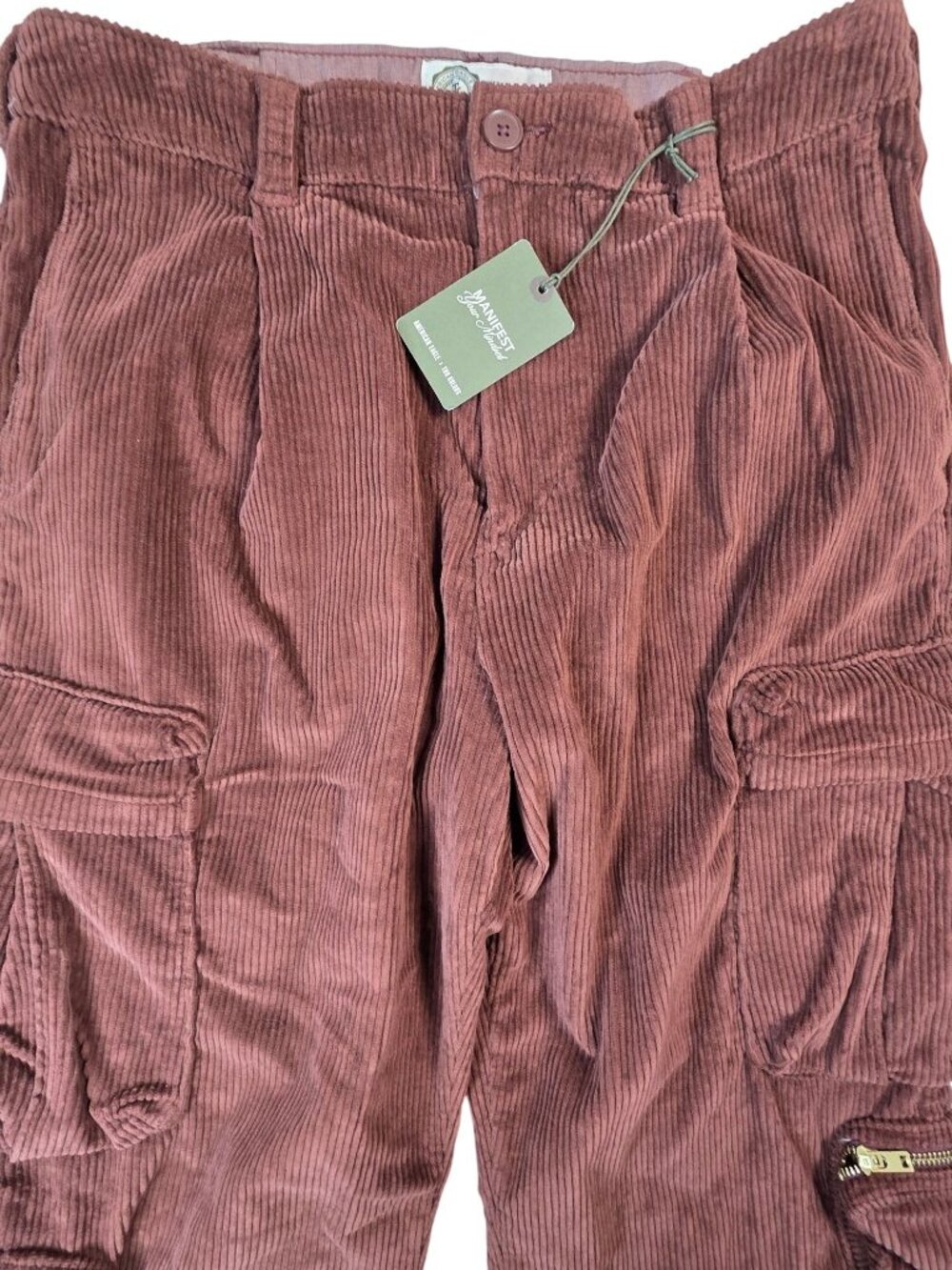 American Eagle Mens 30x32 Corduroy Relaxed Cargo Pants Rust Brown With Tags